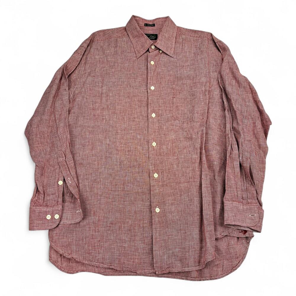 Orvis Woven Red Textured Long-Sleeve Dress Shirt